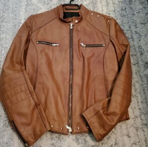 Real leather camel coloured jacket.
